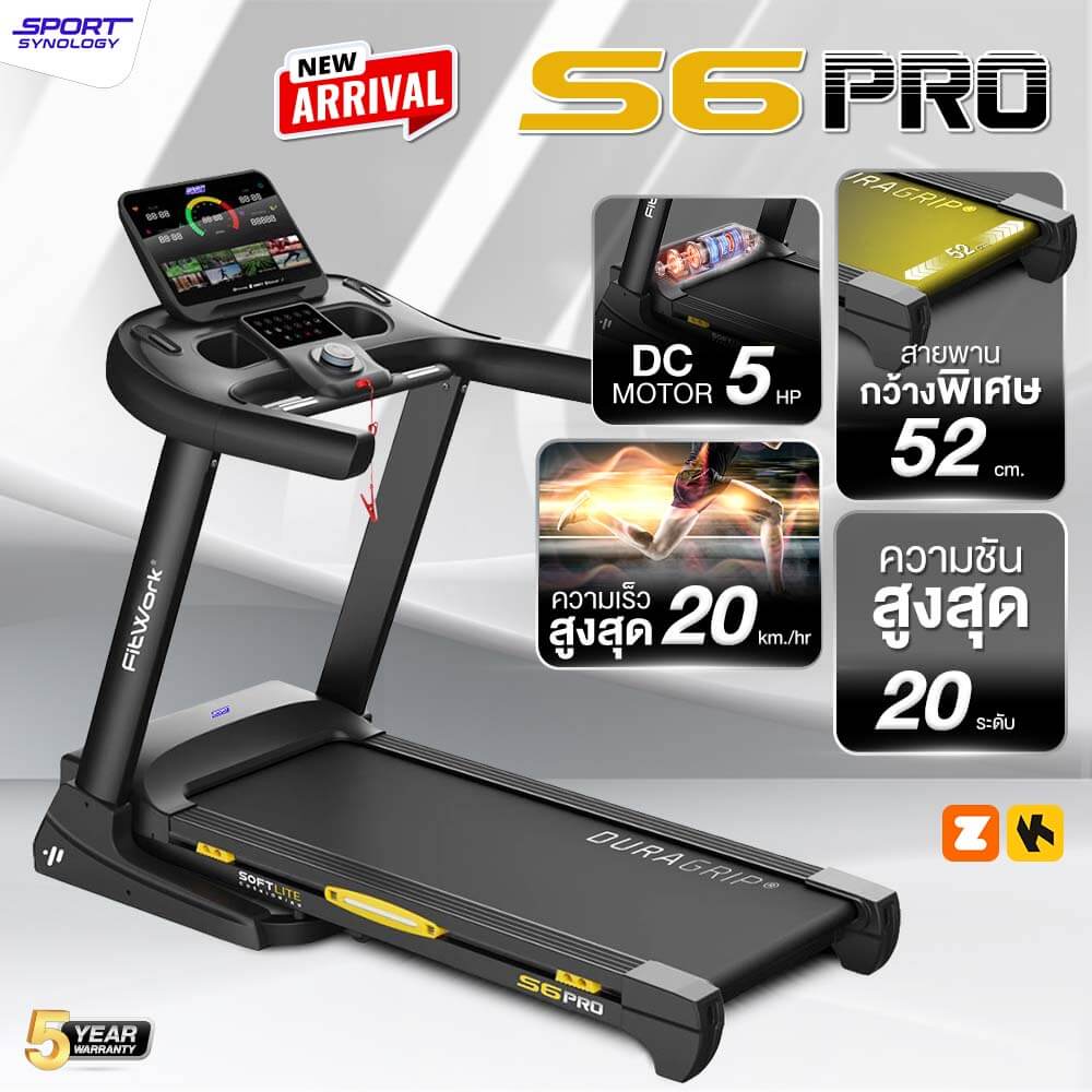 ลู่วิ่งไฟฟ้า SPORTSYNOLOGY รุ่น S6 PRO สายพานกว้าง 52 CM ปรับความชัน 20 ระดับ_1